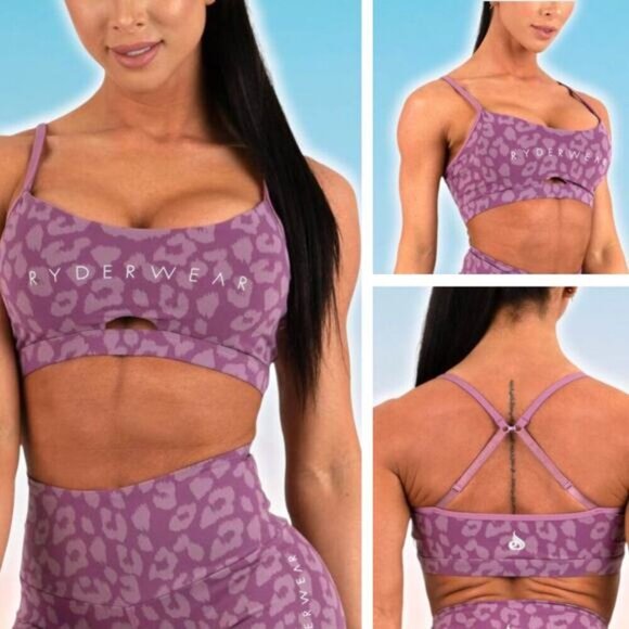 RYDERWEAR Animal Sports Bra Sz Small Leopard Purple - Picture 1 of 8